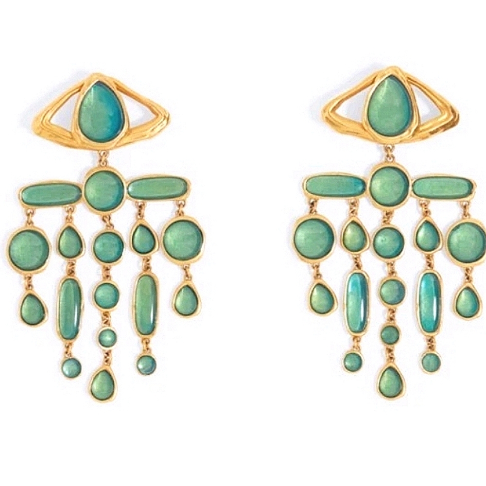 RESERVED🌹Schiaparelli Green  eyes earrings